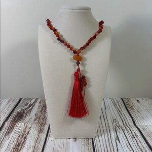 Carnelian Gemstone Bead Handmade Beaded Mala Necklace